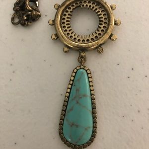 Lucky Brand Leather and Turquoise Necklace